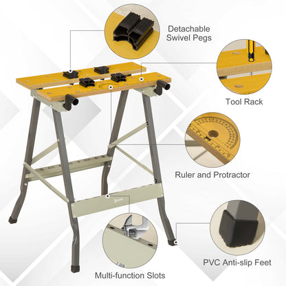 Établi pliant polyvalent 100 kg avec 4 pinces réglables