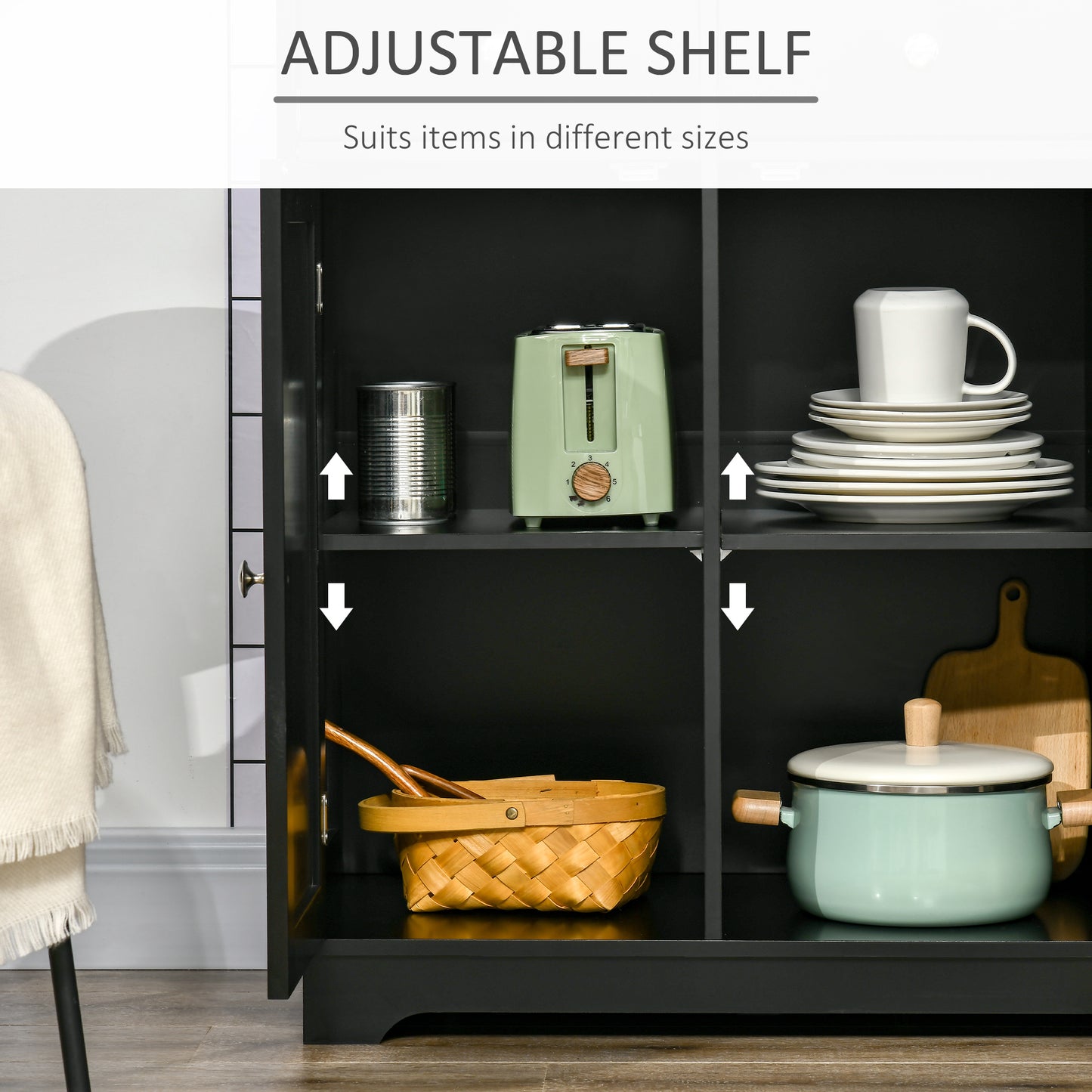 Buffet moderne avec rangement tiroirs et tablettes ajustables