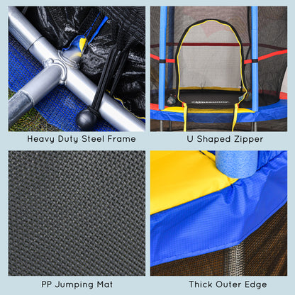 Trampoline enfant sans ressorts avec filet — multicolore