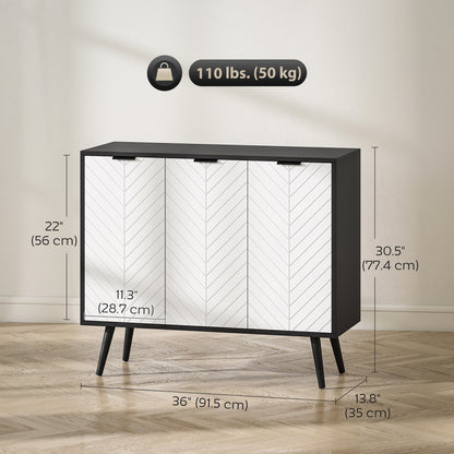 Buffet moderne avec portes à chevrons et tablettes réglables
