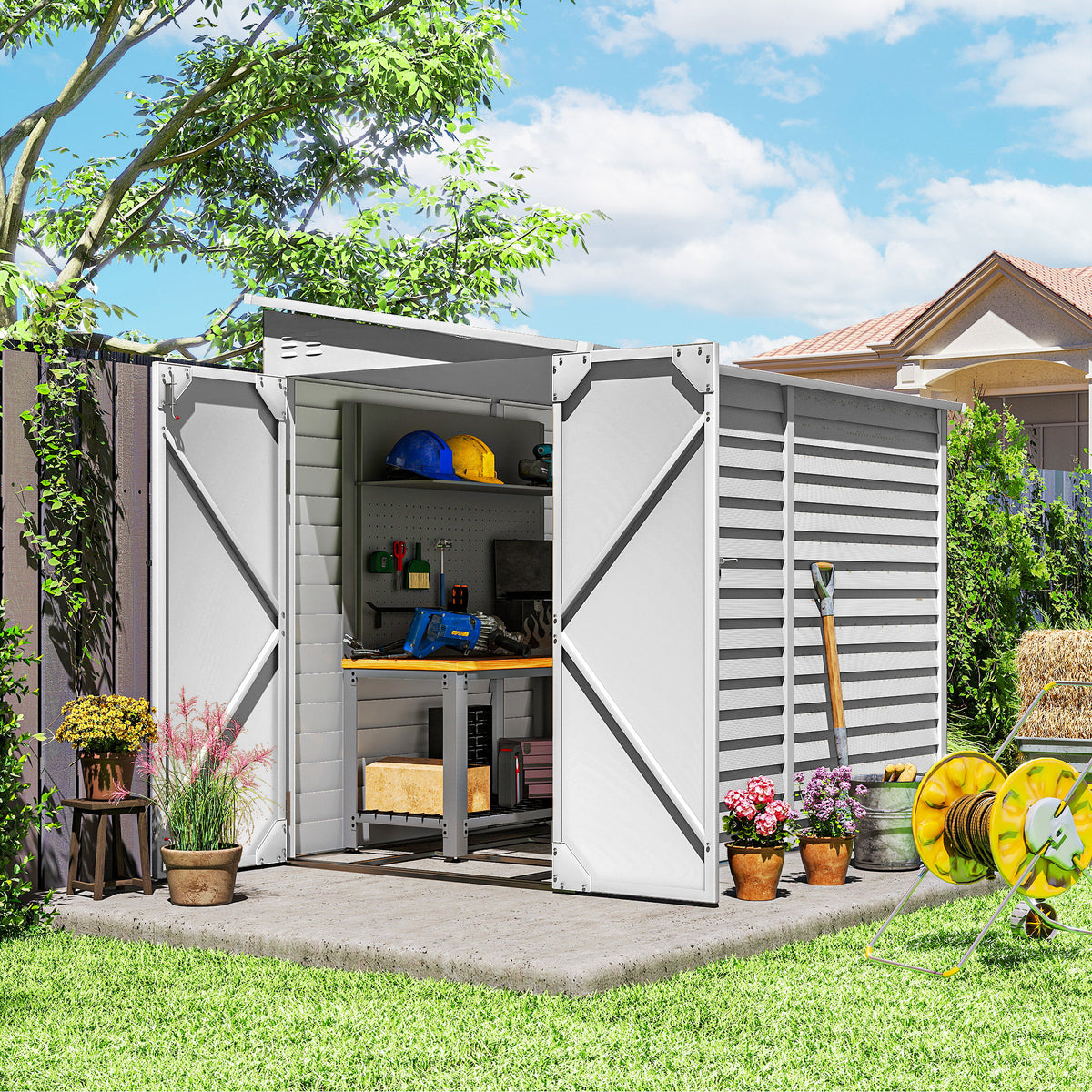 Abri de rangement acier galvanisé 4,6 x 9 pi