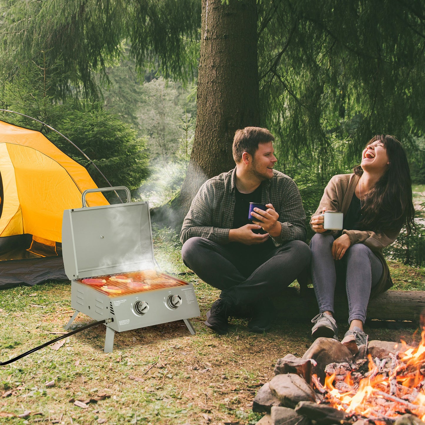 BBQ au propane portable 2 brûleurs pattes pliantes
