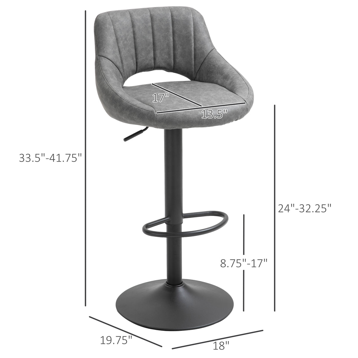 Tabourets de bar pivotants hauteur ajustable ensemble de 2