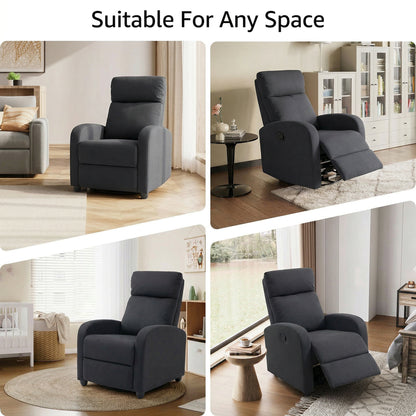 Fauteuil inclinable manuel rembourré lin pour salon