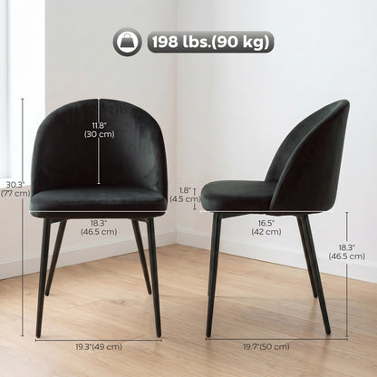 Chaises salle manger dossier mi-hauteur velours ensemble 2