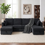 Sofa modulaire U en velours côtelé avec rangement