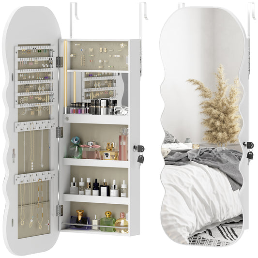Armoire à bijoux murale avec miroir pleine longueur