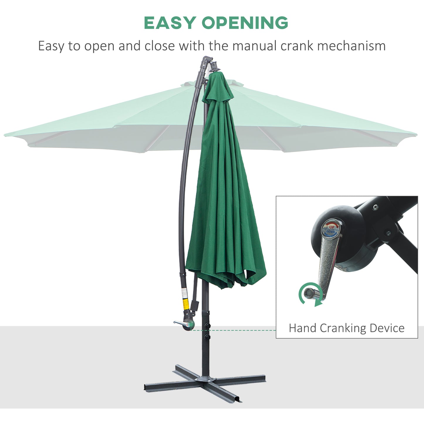 Parasol déporté patio 10 pieds cantilever avec base croisée