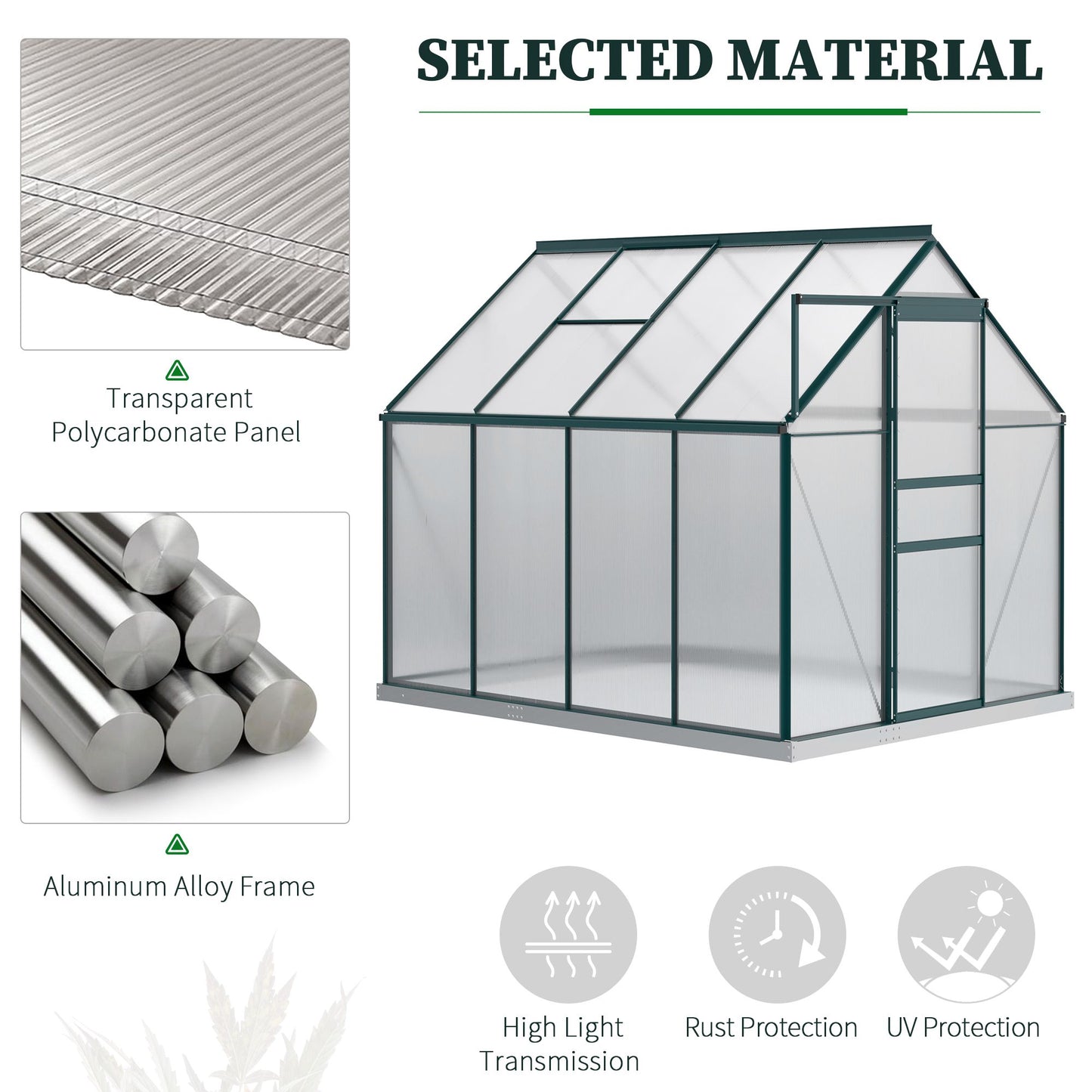 Serre de jardin polycarbonate 183 x 183 x 198 cm