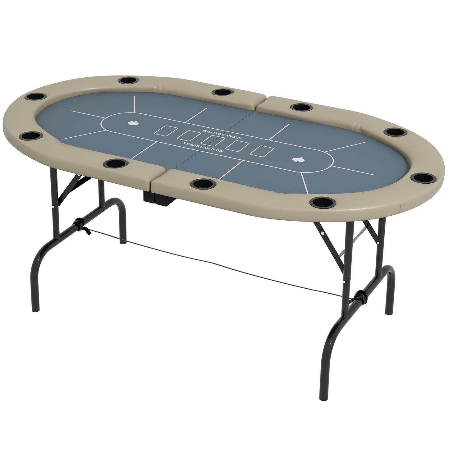 Table de poker ovale pliable 8 joueurs avec porte-verres
