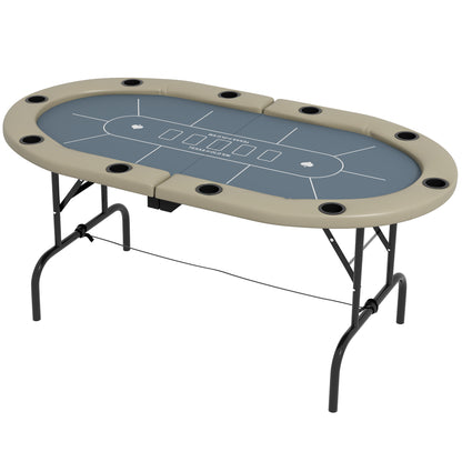Table de poker ovale pliable 8 joueurs avec porte-verres
