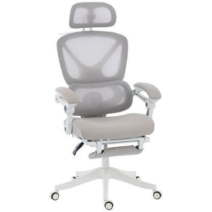 Chaise de bureau ergonomique en mailles avec appui-tête et repose-pieds