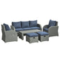 Salon de patio 6 pièces rotin avec fauteuils inclinables