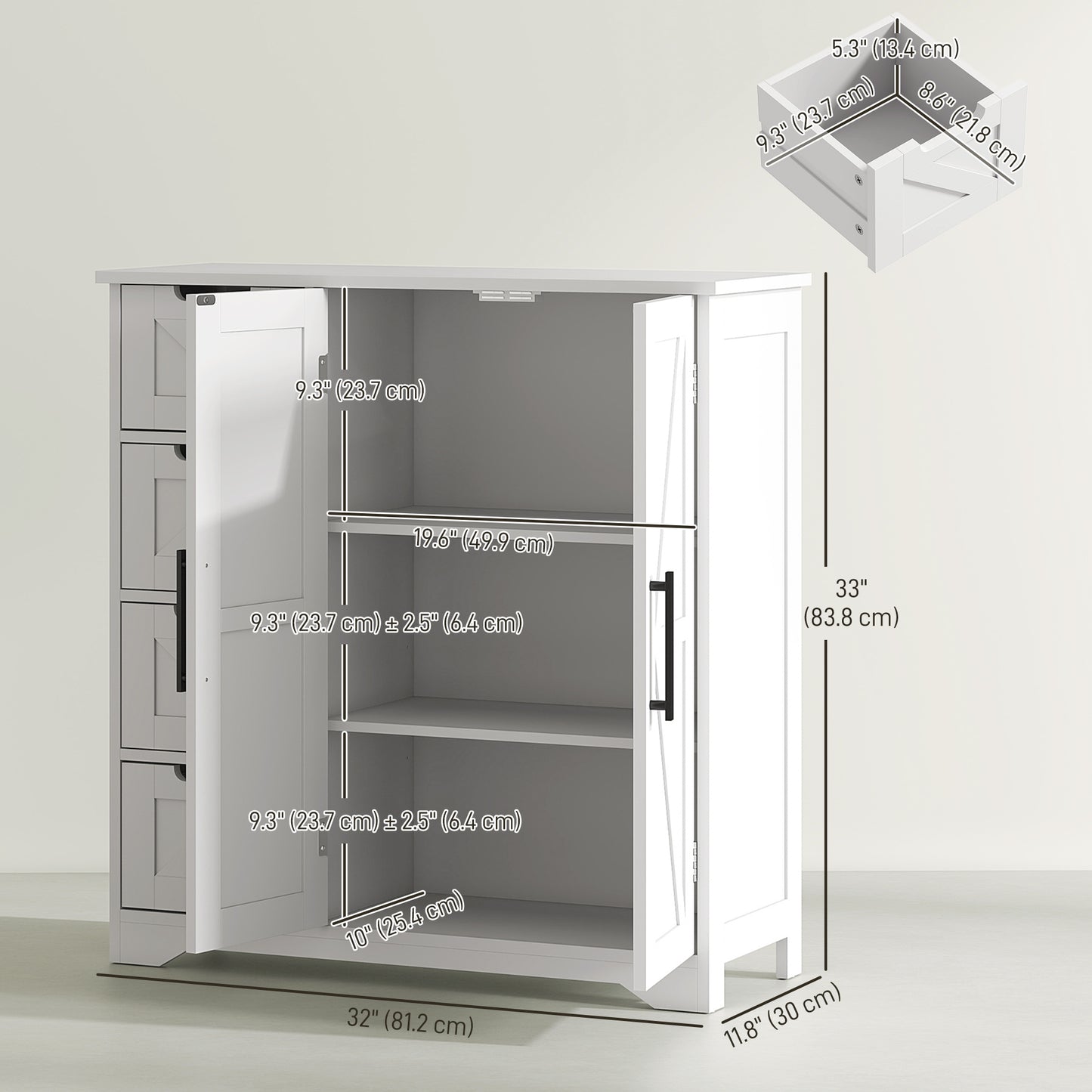 Armoire de salle de bain style fermette avec tiroirs