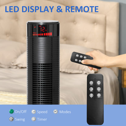 Ventilateur tour sur pied avec télécommande et minuterie 12h