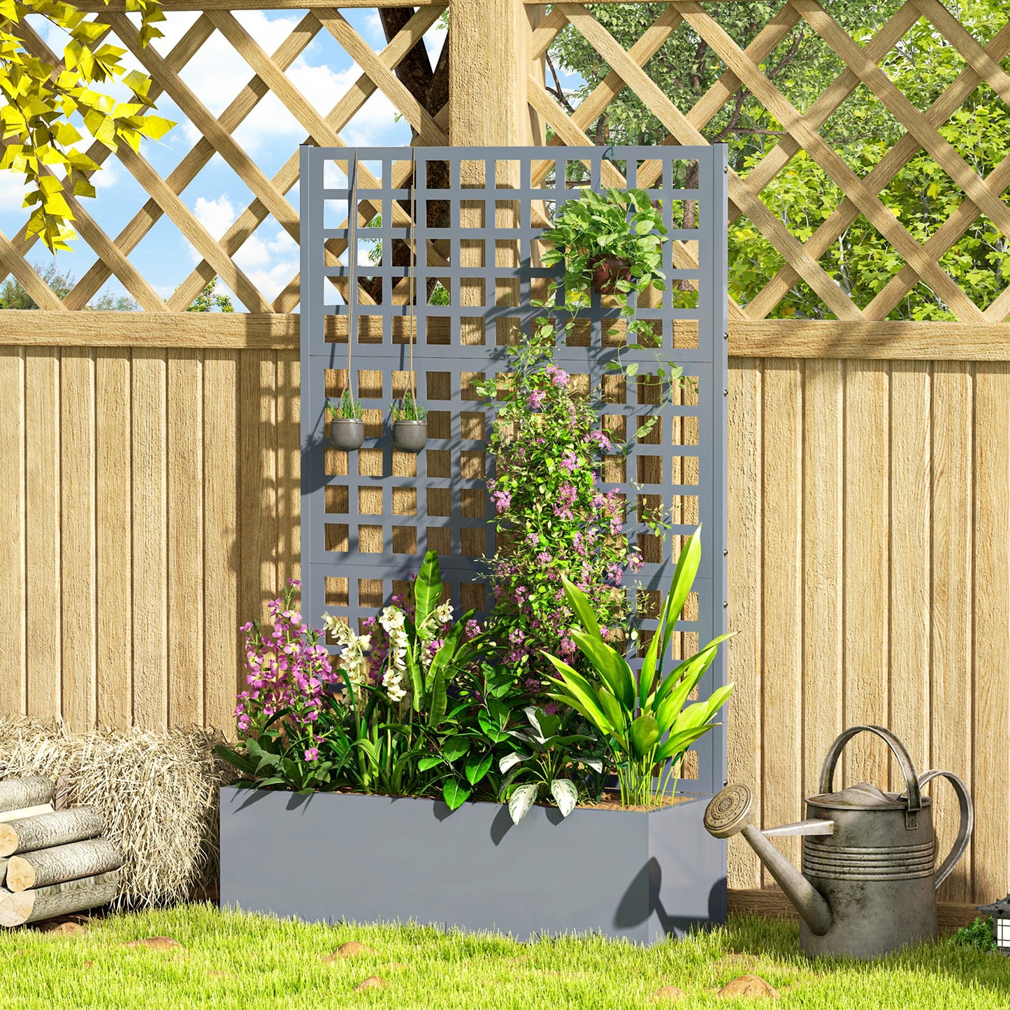 Bac de jardinage surélevé avec treillis 109 x 41 x 178 cm