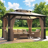 Gazebo toit rigide polycarbonate double 3m x 3,6m — Kaki