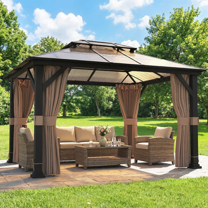 Gazebo toit rigide polycarbonate double 3m x 3,6m — Kaki