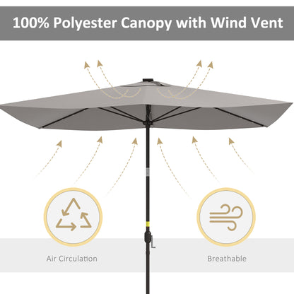 Parasol de patio rectangulaire avec éclairage DEL solaire 195x295cm