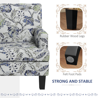 Fauteuil accent mi-siècle motif floral à clous