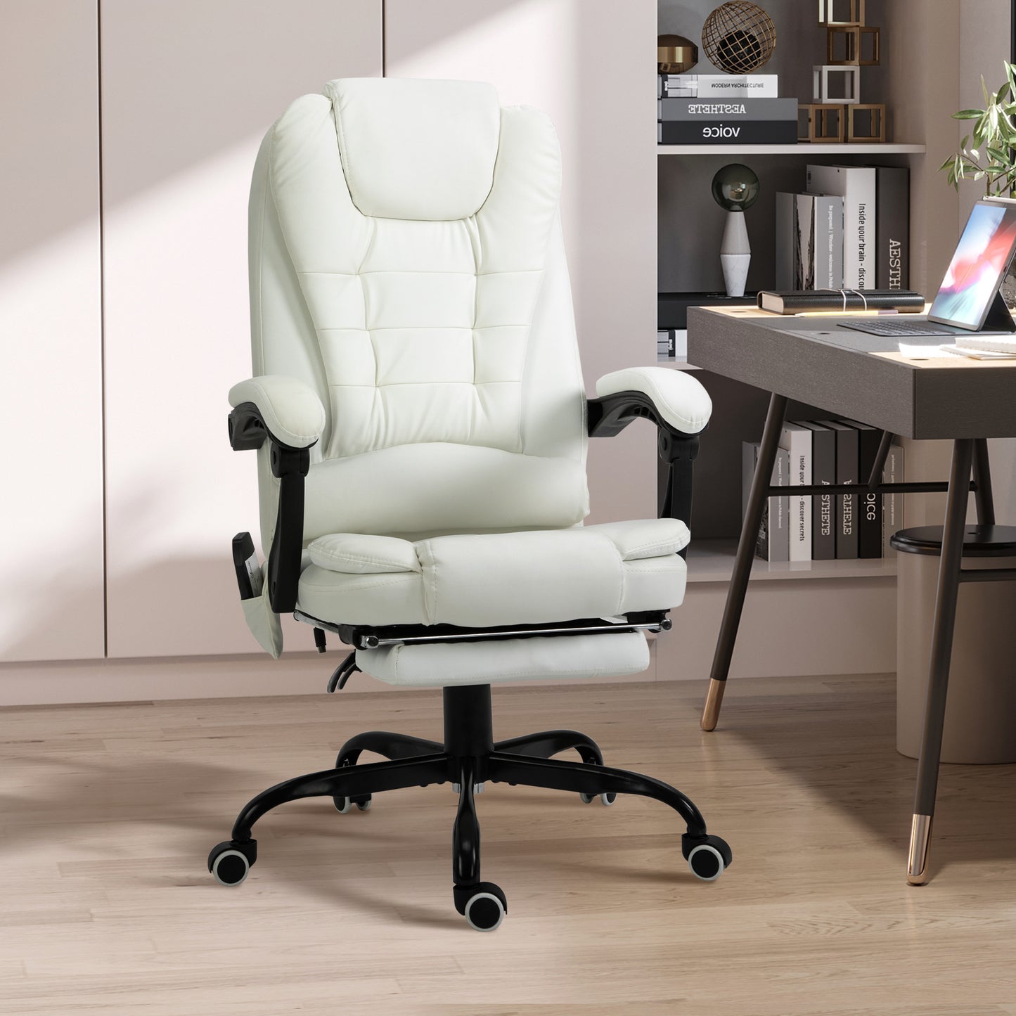 Chaise de bureau massante inclinable avec repose-pieds