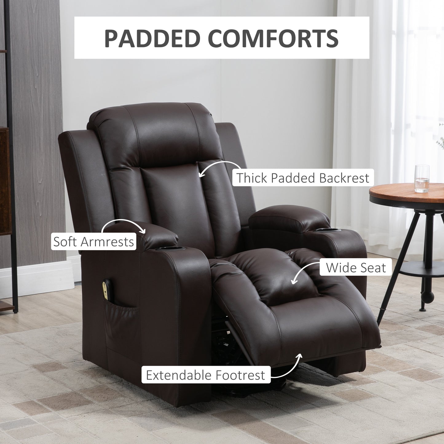 Fauteuil releveur électrique inclinable en cuir synthétique