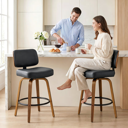 Tabourets de bar pivotants modernes en similicuir — Lot de 2