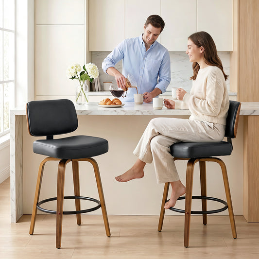 Tabourets de bar pivotants modernes en similicuir — Lot de 2