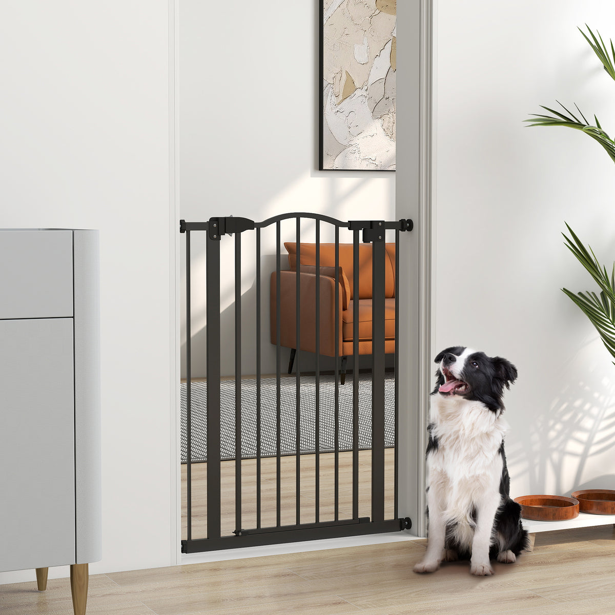 Barrière pour chien extra haute avec porte à fermeture automatique