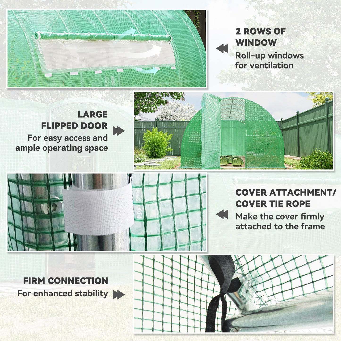 Outsunny 6.1x3x2m Tunnel Greenhouse - Heavy-Duty Galvanized Steel Frame