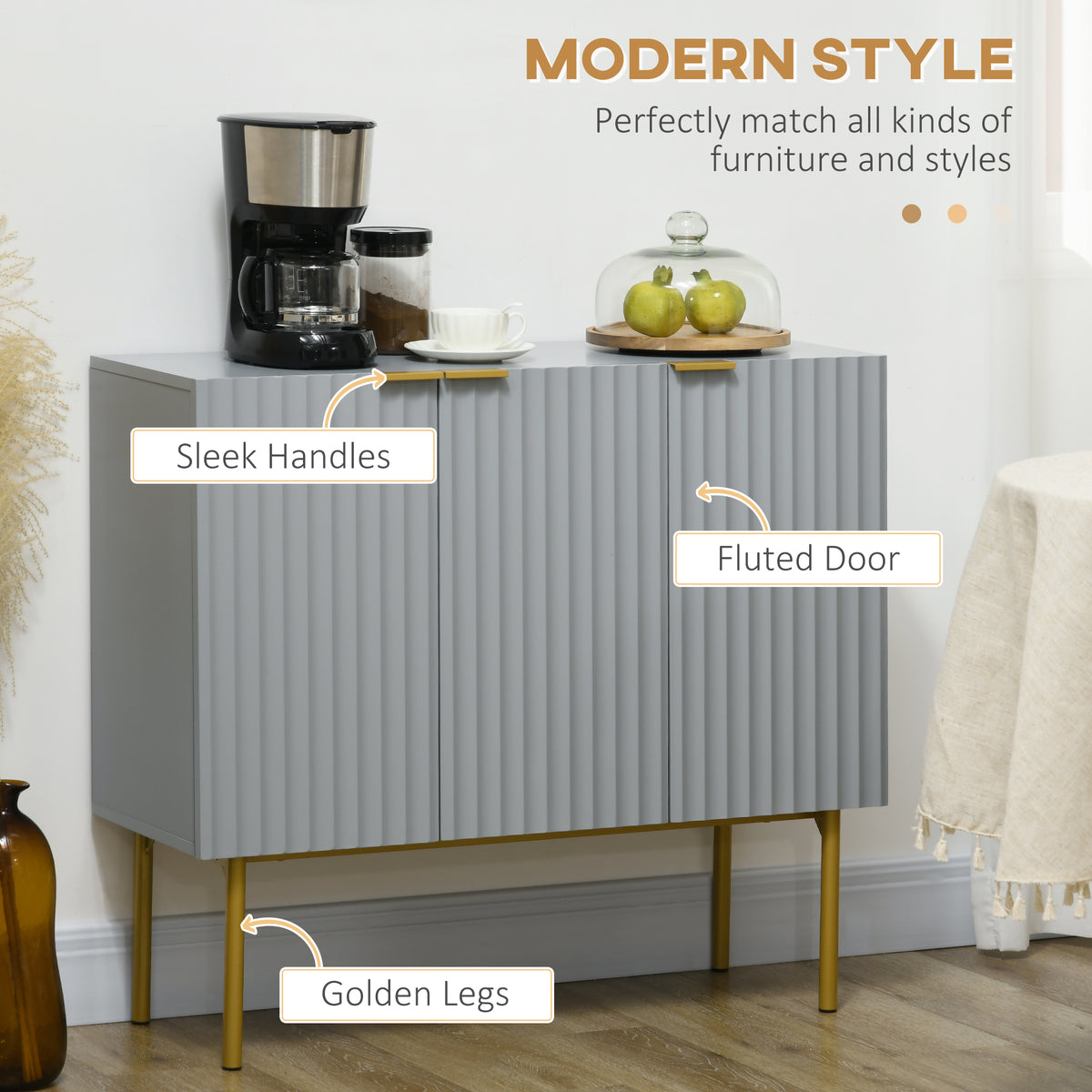 Meuble de rangement moderne avec portes cannelées
