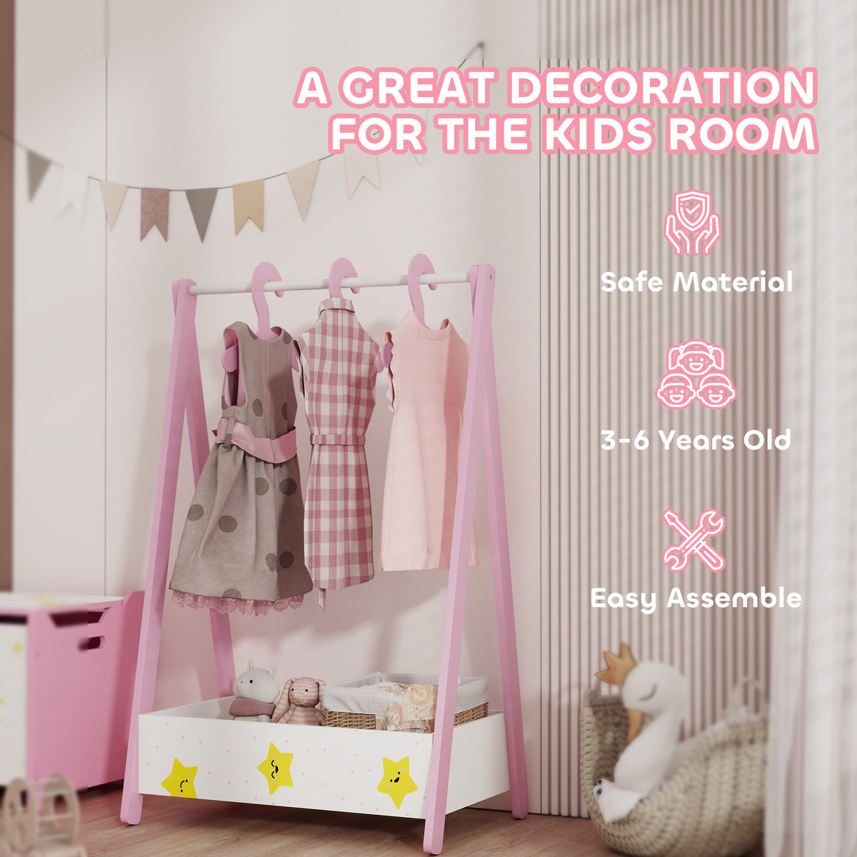Penderie pour enfants avec étagère de rangement