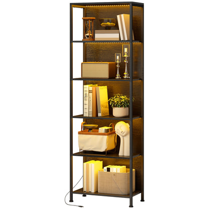 Bibliothèque autoportante 5 tablettes avec lumières LED