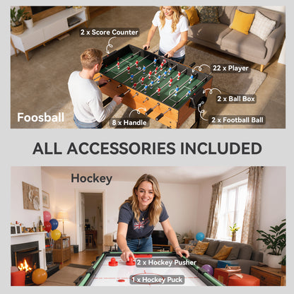 Table multi-jeux 5-en-1 avec baby-foot, billard, hockey