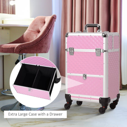Valise de maquillage roulante professionnelle en aluminium