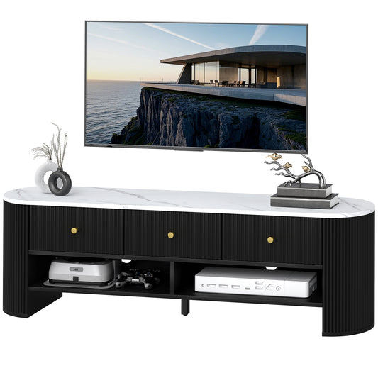 Meuble TV moderne effet marbre pour téléviseur 81-165 cm