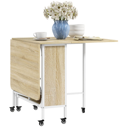 Table à manger pliante extensible avec tablette et roulettes