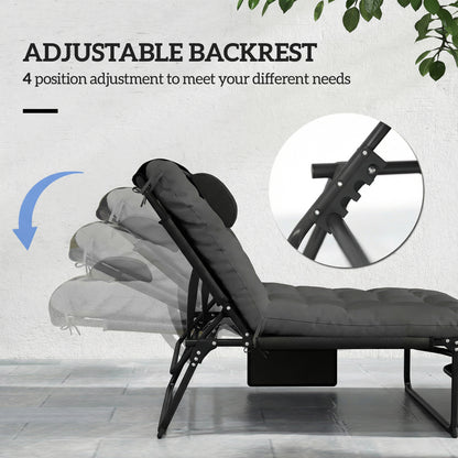 Chaise longue pliante 4 positions avec coussin