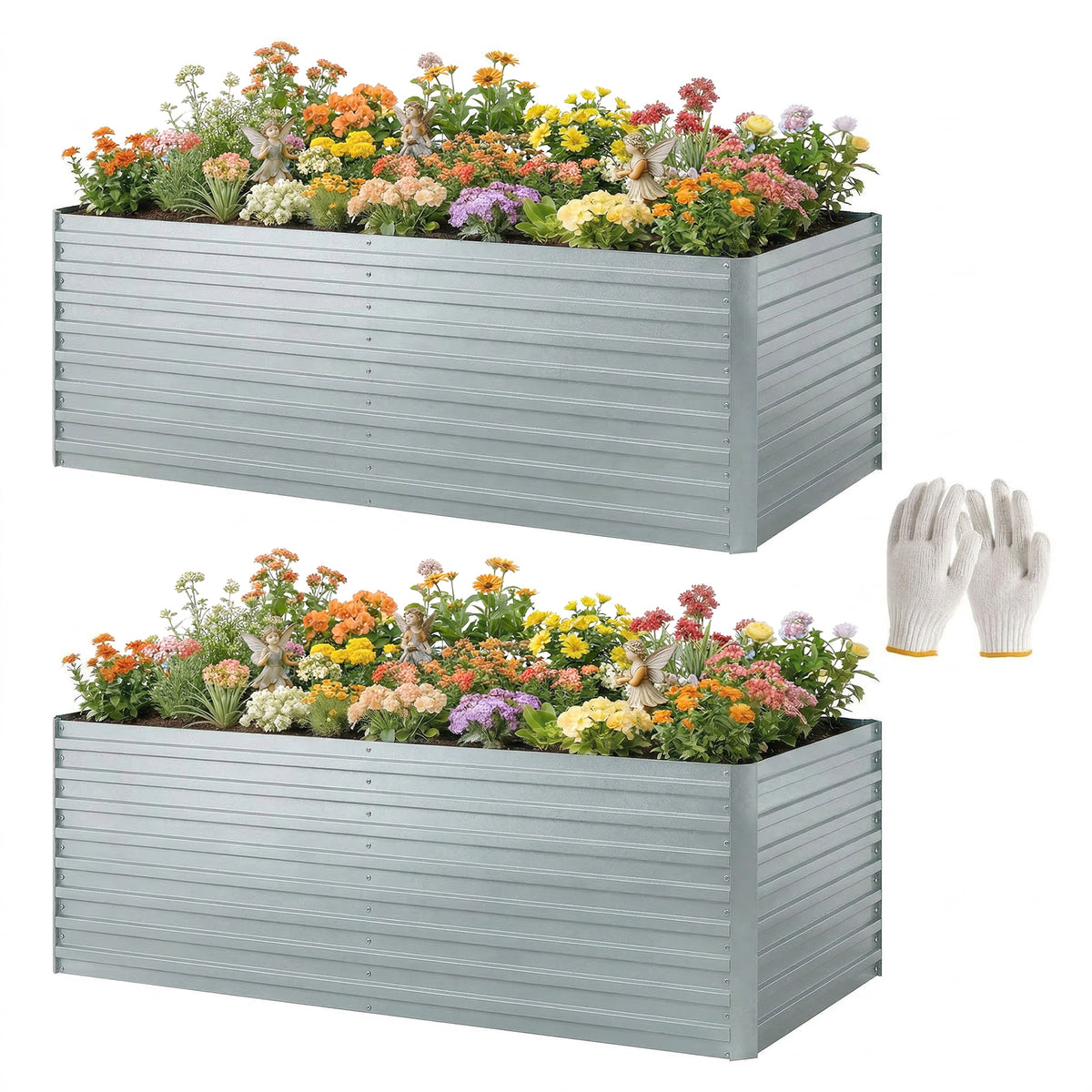 Lit de jardin surélevé galvanisé 180 cm, lot de 2