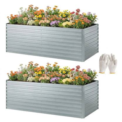 Lit de jardin surélevé galvanisé 180 cm, lot de 2