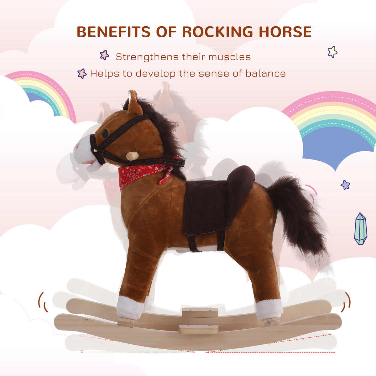 Cheval à bascule en peluche avec sons réalistes