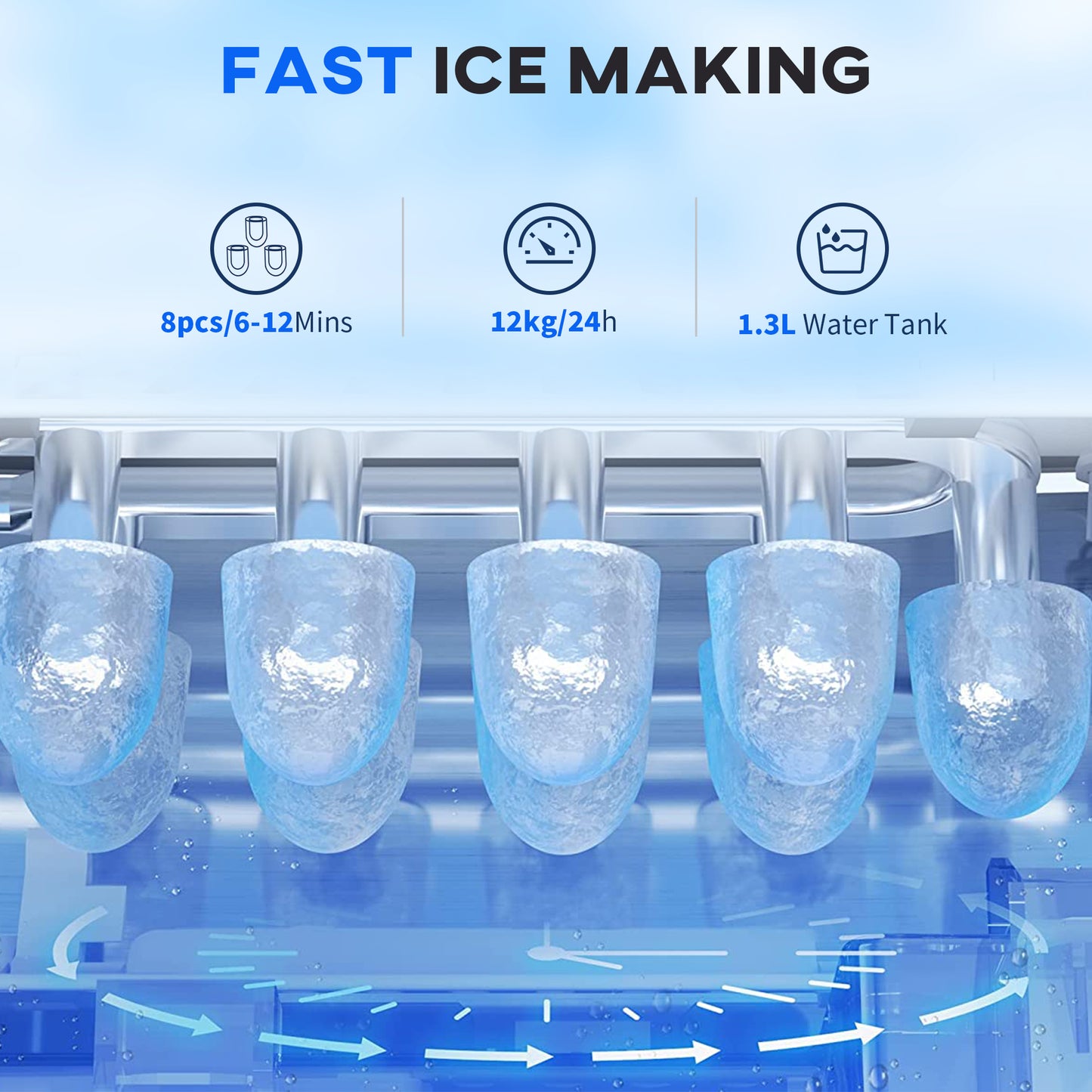 Machine à glace compacte avec poignée 26 lb/24 h