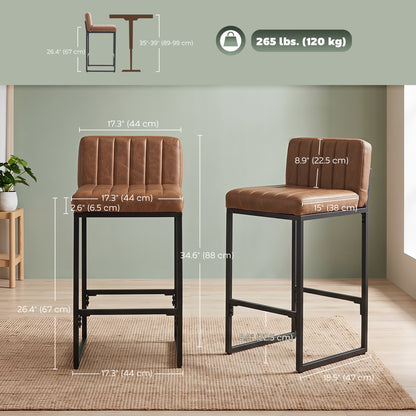 Chaises de bar rembourrées rétro, lot de 2