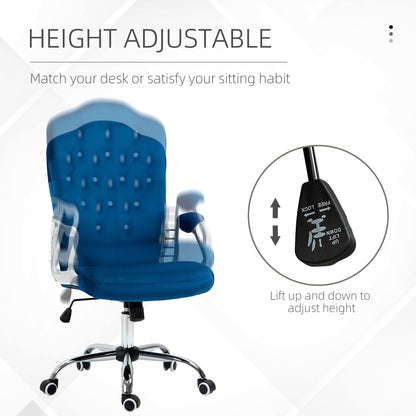 Chaise de bureau velours capitonnée réglable pivotante