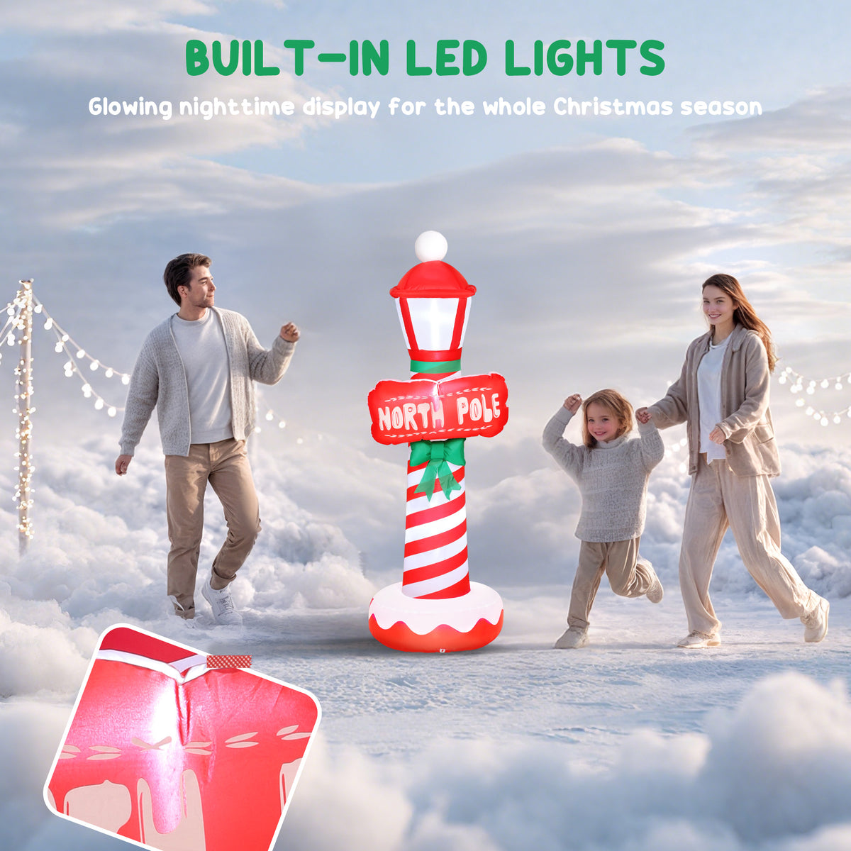 Décoration Noël gonflable phare 183 cm — rouge