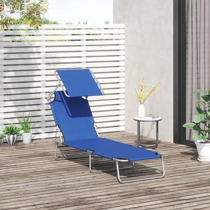 Chaise longue pliante avec auvent réglable