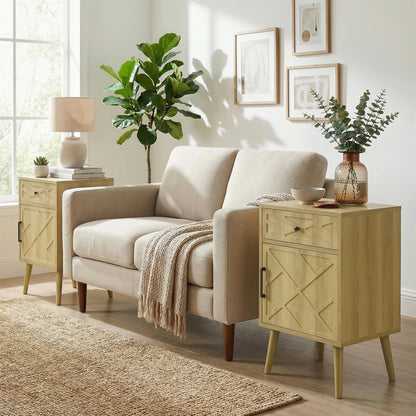 Tables de chevet avec tiroir et cabinet — lot de 2