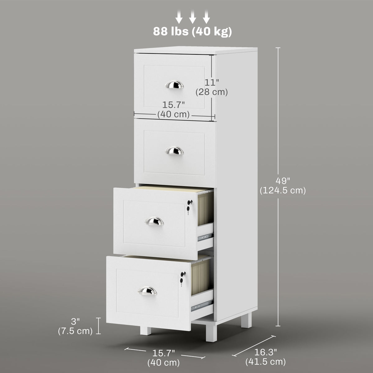 Classeur de bureau 4 tiroirs avec serrure