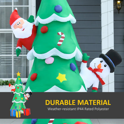 Sapin gonflable Noël avec LED, Père Noël et chien