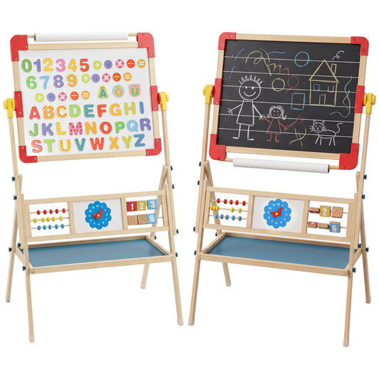 Chevalet d'art 3 en 1 en bois pour enfants rotatif